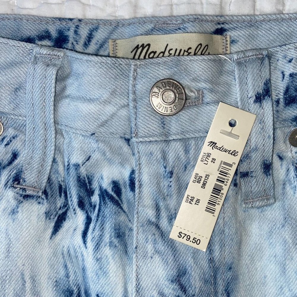 Brand New w Tags! MADEWELL Rigid Denim A Line Mini Skirt Tie Dye Size 28 - Picture 5 of 9